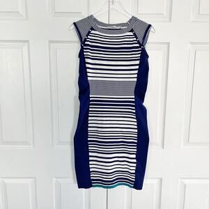 Karen Millen Blue Striped Knit Sheath Dress